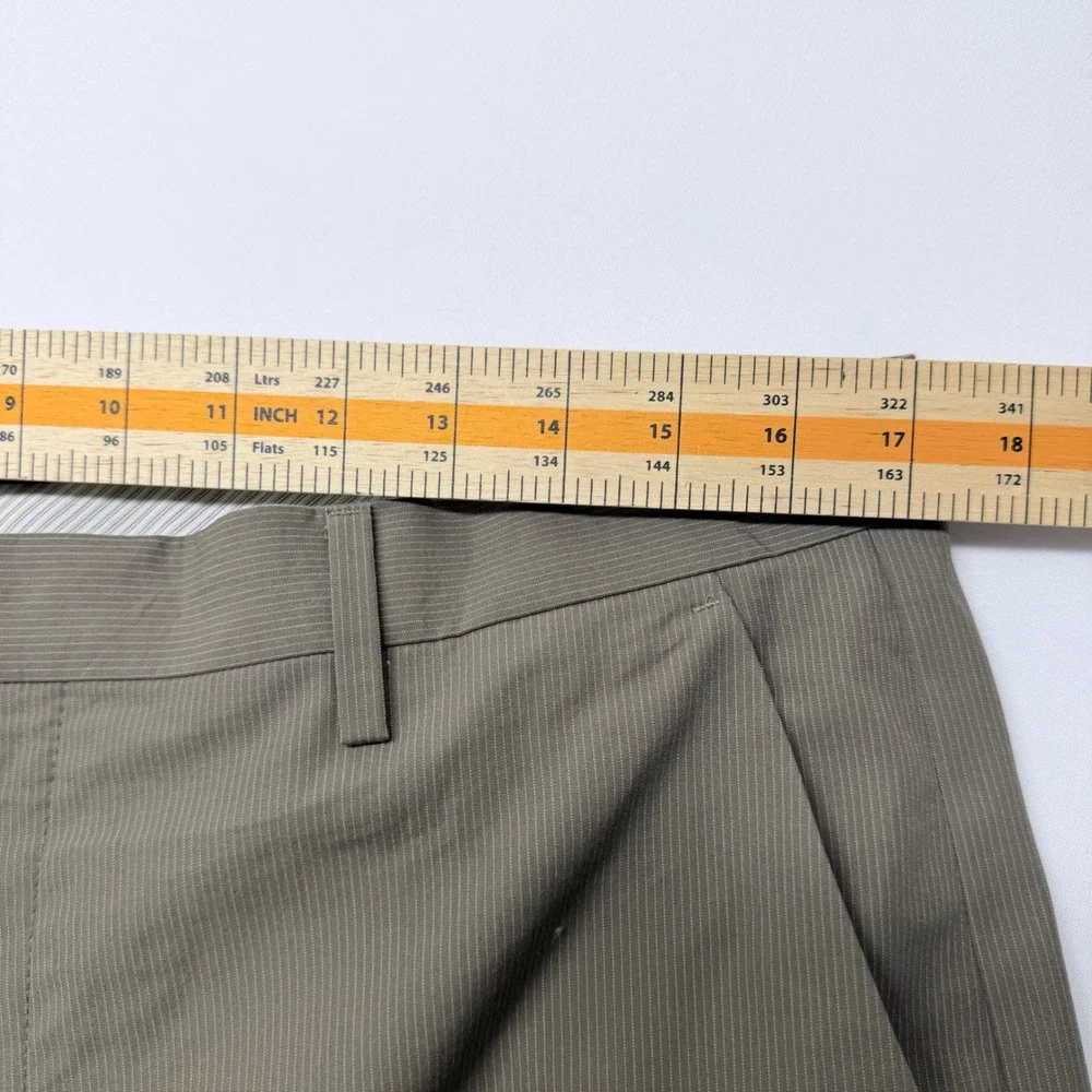 Banana Republic Mens Tailored Fit Non Iron Cotton Micro Stripe Pants Taupe 34x32